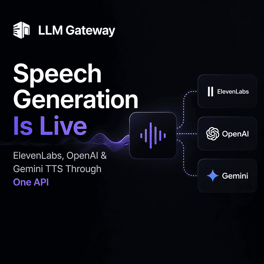 Sound waves flowing out of a single API endpoint into multiple speech models