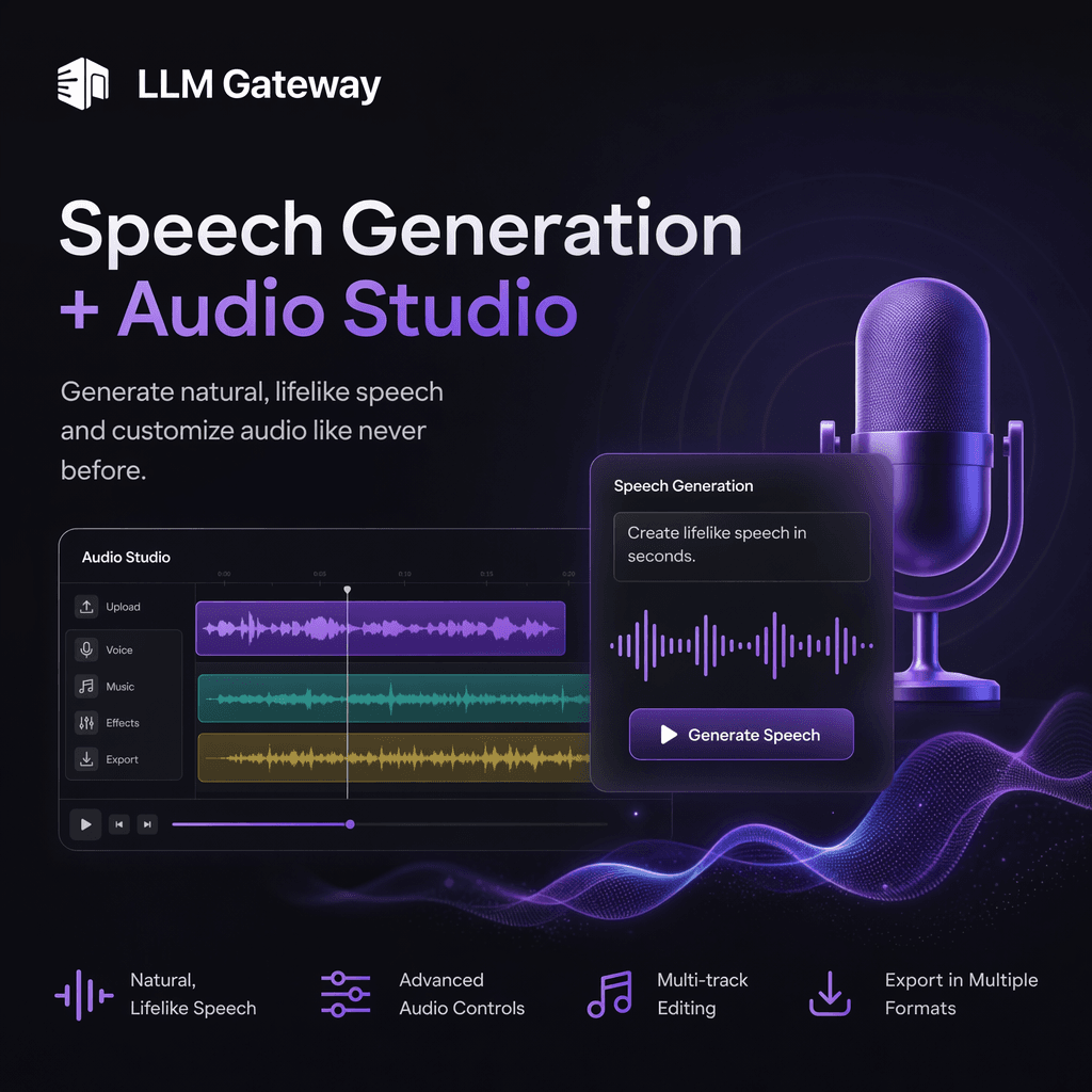Audio Studio in the LLM Gateway Playground with multi-track speech generation